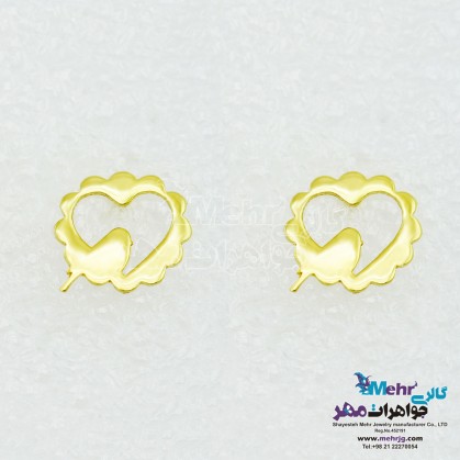 Gold Earring - Bird and Heart Design-SE0300